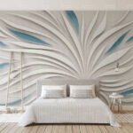 Wall murals White and blue swirls on a grey surface
