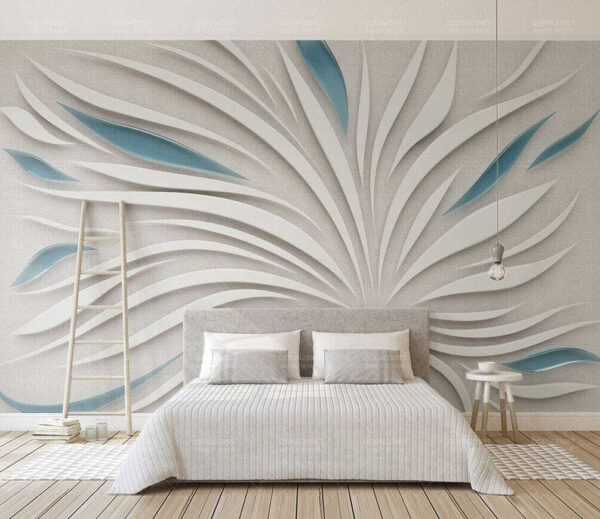 White and blue swirls on a grey surface Wall murals White and blue swirls on a grey surface