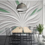 Wall murals White and green swirls on a white surface