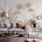 Wall murals Tropical leaves in muted tones.