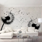Wall murals Black and white image of a dandelion