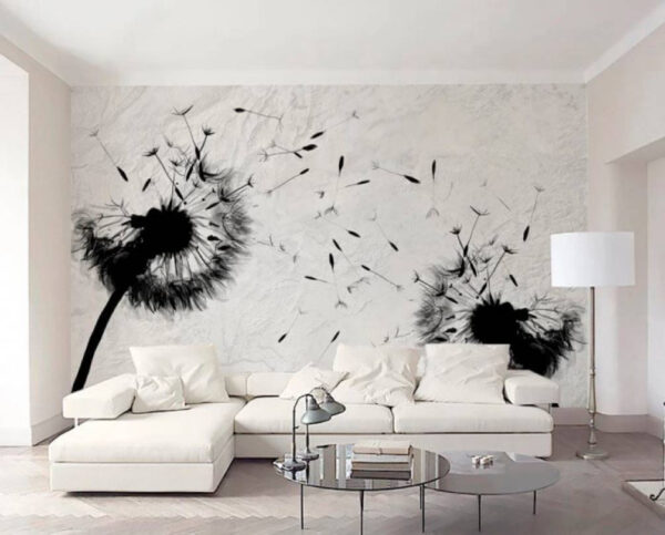 Black and white image of a dandelion Wall murals Black and white image of a dandelion