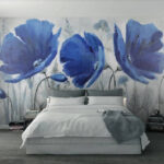 Wall murals Vibrant blue flowers in bloom.