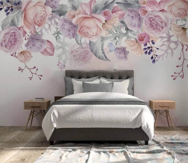 Blush florals with delicate butterflies Wall murals Blush florals with delicate butterflies