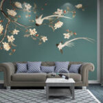 Wall murals Bird on a branch with flowers