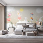 Wall murals Group of animals on clouds