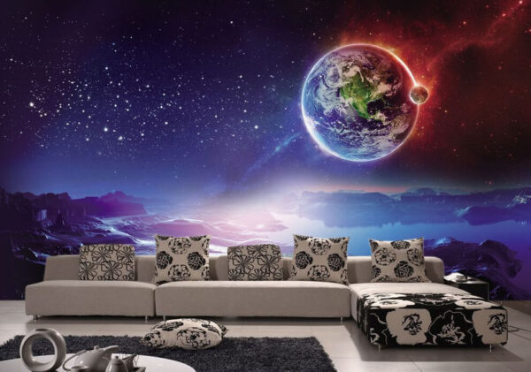 Alien landscape under the starry night Wall murals Alien landscape under the starry night