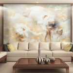 Wall murals Painting of flowers on a marble surface