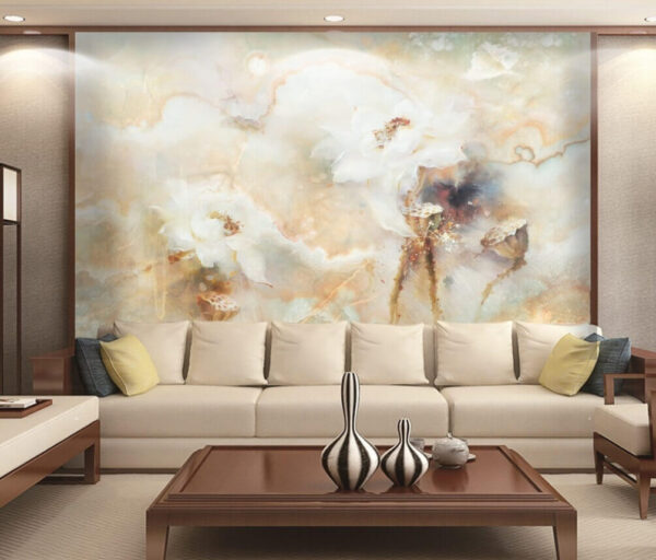 Wall murals Painting of flowers on a marble surface Wall murals Painting of flowers on a marble surface