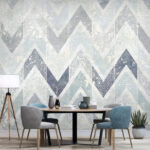 Wall murals Pattern of blue and white chevrons