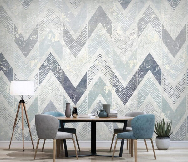 Wall murals Pattern of blue and white chevrons Wall murals Pattern of blue and white chevrons