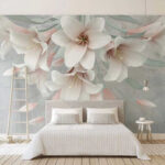 Wall murals Delicate pastel lilies in bloom.