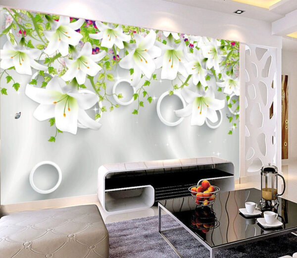 Wall murals White flowers and rings Wall murals White flowers and rings
