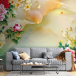 Wall murals Painting of flowers and swans