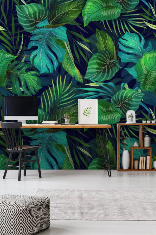 Wall murals Vibrant jungle foliage in harmony Wall murals Vibrant jungle foliage in harmony