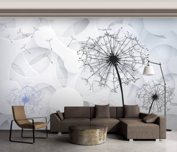Wall murals Dandelion seeds blowing in the wind Wall murals Dandelion seeds blowing in the wind