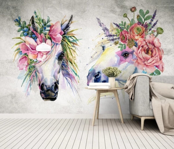 Wall murals Wall murals Horses adorned with floral crowns. (SKU: u14264)