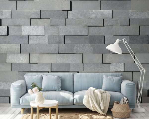 Wall murals Wall of grey bricks Wall murals Wall of grey bricks