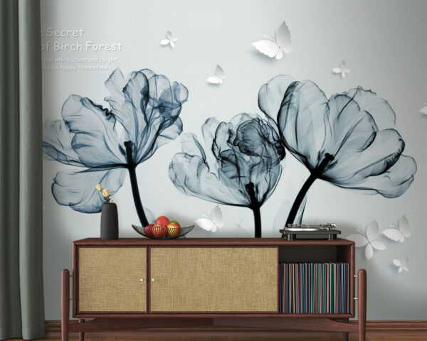 Wall murals Black and white image of flowers Wall murals Black and white image of flowers