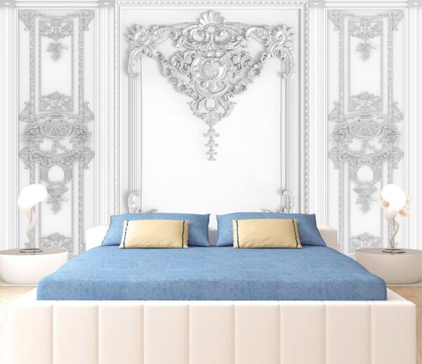 Wall murals White wall with ornate designs Wall murals White wall with ornate designs