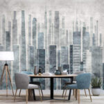 Wall murals Futuristic cityscape with skyscrapers soaring
