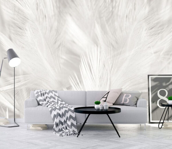 White feathers on a white surface Wall murals White feathers on a white surface