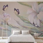 Wall murals Painting of flowers and butterflies