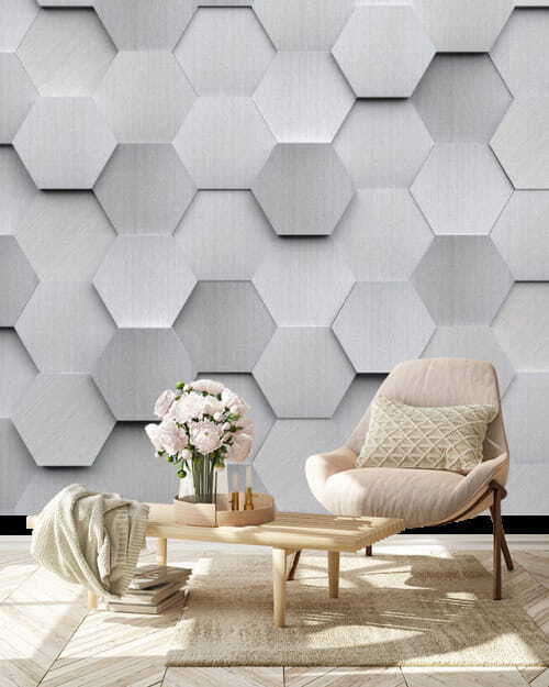 Wall murals White hexagons on a wall Wall murals White hexagons on a wall