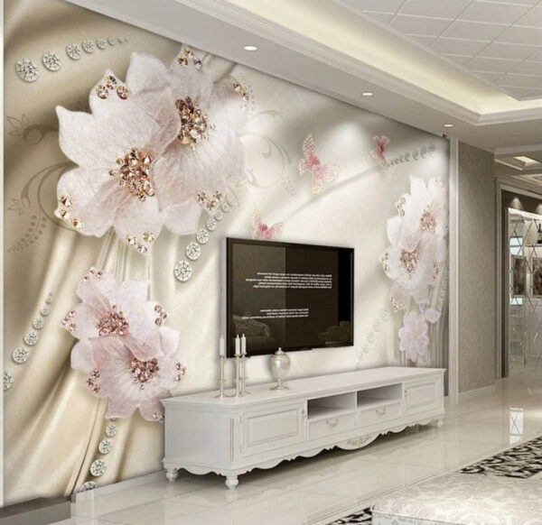 Wall murals Wallpaper with flowers and butterflies Wall murals Wallpaper with flowers and butterflies