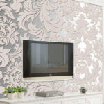 Wall murals White and grey floral pattern