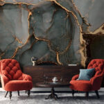 Wall murals Dark swirling patterns with metallic accents.