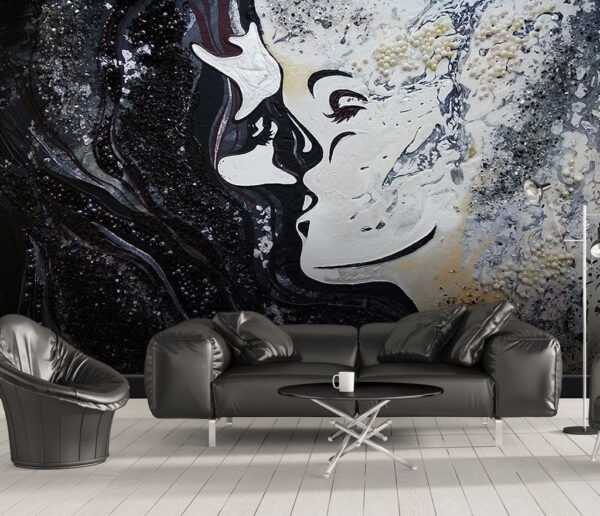 Painting of a woman's face Wall murals Painting of a woman's face