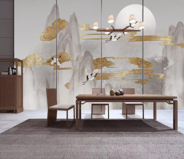 Wall murals Painting of birds flying in the sky Wall murals Painting of birds flying in the sky