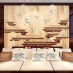 Wall murals Group of cranes flying in the sky