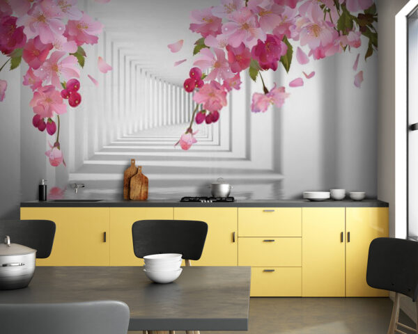 Wall murals Pink flowers on a branch Wall murals Pink flowers on a branch