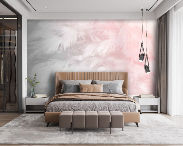 Soft feathers with pink highlights Wall murals Soft feathers with pink highlights