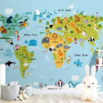 Wall murals Map of africa with animals