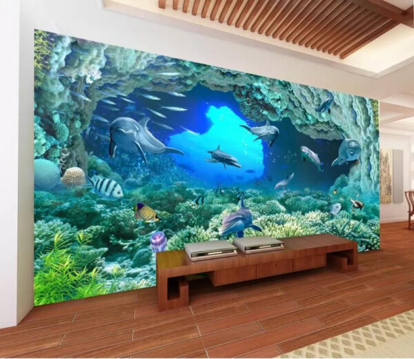 Dolphin swimming in the water Wall murals Dolphin swimming in the water