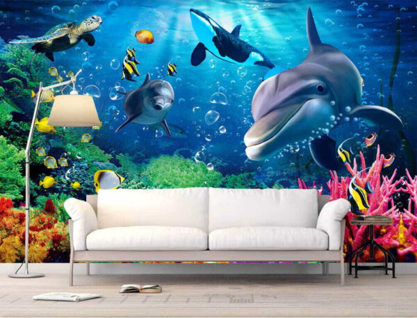 Turtle swimming in the water Wall murals Turtle swimming in the water