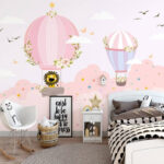 Wall murals Cartoon of hot air balloons in the sky