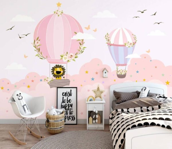 Wall murals Cartoon of hot air balloons in the sky Wall murals Cartoon of hot air balloons in the sky