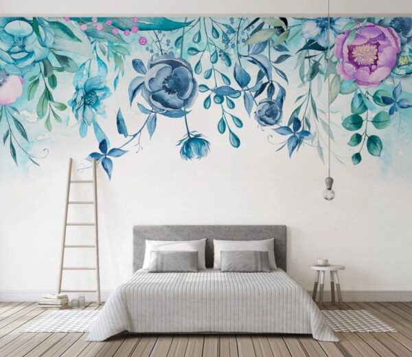 Wall murals Watercolor painting of flowers Wall murals Watercolor painting of flowers