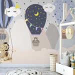 Wall murals Cartoon hot air balloons in the sky