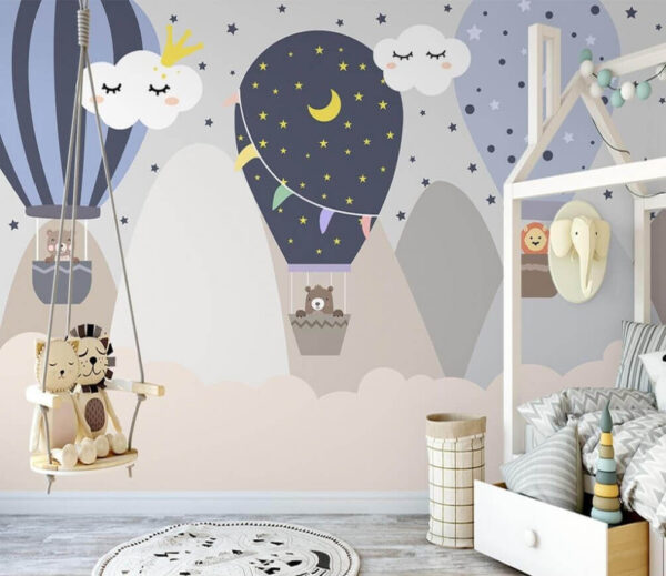 Wall murals Cartoon hot air balloons in the sky Wall murals Cartoon hot air balloons in the sky