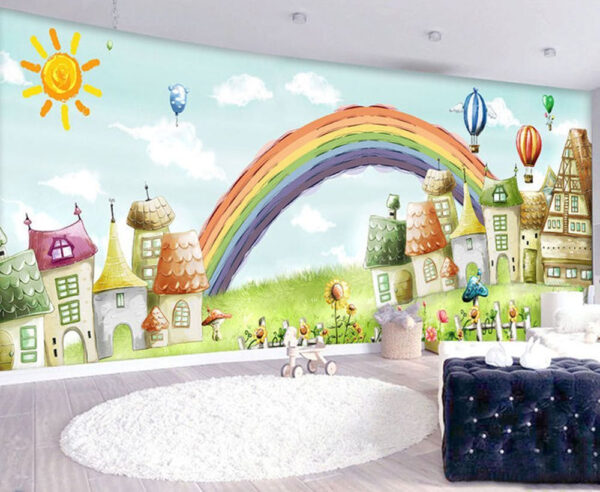 Wall murals Rainbow over a house Wall murals Rainbow over a house