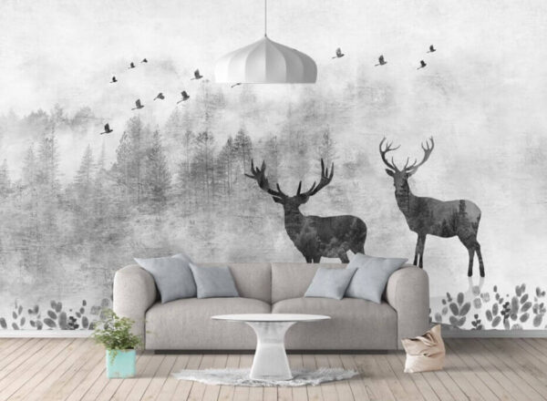 Double exposure of a deer Wall murals Double exposure of a deer