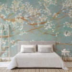 Wall murals Blossoms on branches, serene scene.