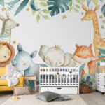 Wall murals Watercolor of an elephant and fox