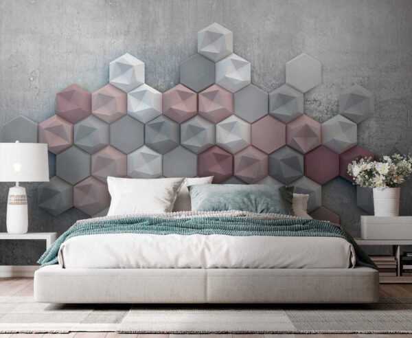 Wall murals Group of hexagons on a concrete surface Wall murals Group of hexagons on a concrete surface