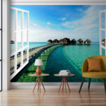Wall murals Bridge leading to a beach